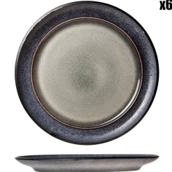 6 Assiettes à dessert en Grès Provence gris/bleu - D.21 cm
