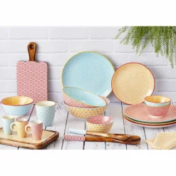 6 Assiettes à dessert Pattern Color bleu clair/rouge/jaune - D.21 cm