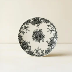 6 Assiettes À DessertFlorali 19.5Cm En GrèsDécor Noir
