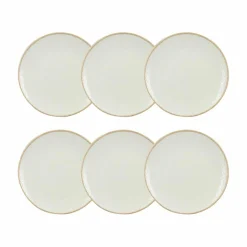6 Assiettes À DessertNuance 20Cm EnPorcelaine Blanc