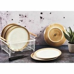 6 Assiettes Cosmos beige/blanc nacré - D.27.5 cm