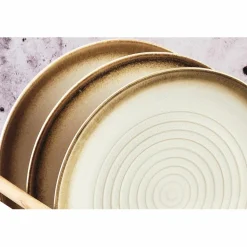 6 Assiettes Cosmos beige/blanc nacré - D.27.5 cm