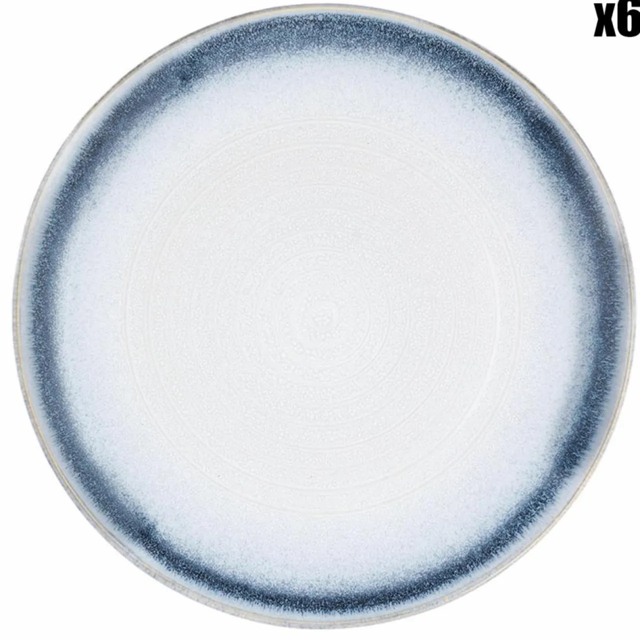 6 Assiettes Cosmos bleu/blanc nacré - D.27 cm