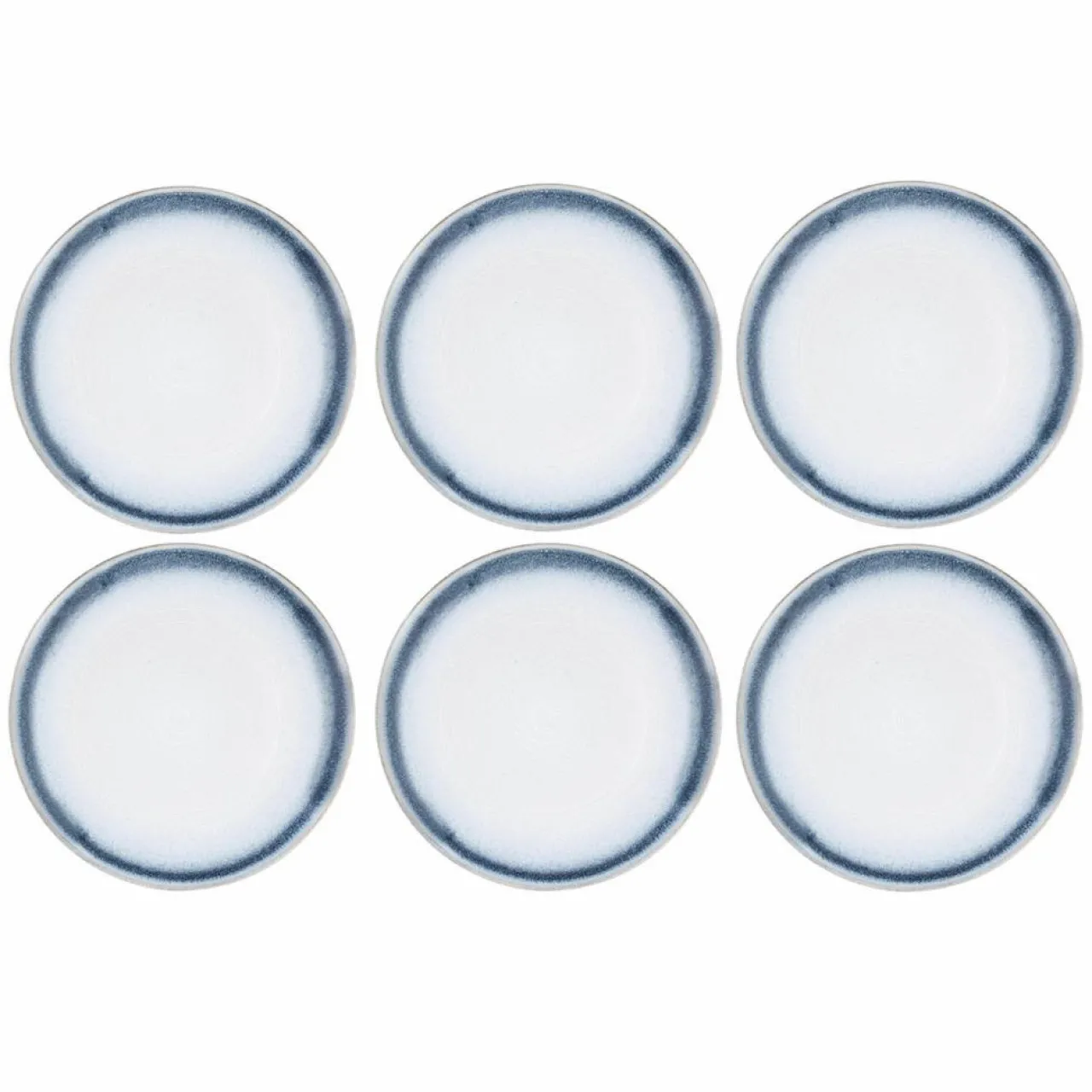 6 Assiettes Cosmos bleu/blanc nacré - D.27 cm