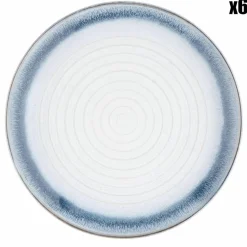 6 Assiettes Cosmos bleu/blanc nacré - D.21.5 cm