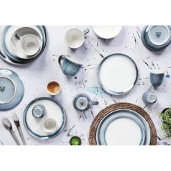 6 Assiettes Cosmos bleu/blanc nacré - D.21.5 cm