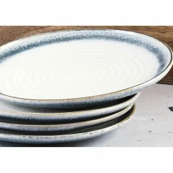 6 Assiettes Cosmos bleu/blanc nacré - D.21.5 cm