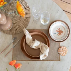 6 Assiettes CoupesArita 20.5Cm En GrèsMarron