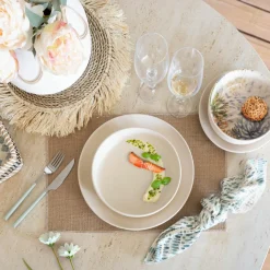 6 Assiettes CoupesArita 20.5Cm En GrèsBeige