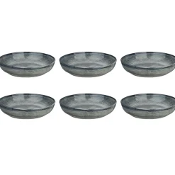 6 Assiettes creuses en Grès Zen gris/bleu - D.22.5 cm