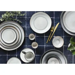 6 Assiettes creuses en Grès Iris blanc/ivoire - D.22.5 cm