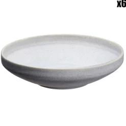 6 Assiettes creuses en Grès Stone gris clair - D.20 cm