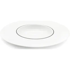 6 Assiettes creuses en Porcelaine Ligne blanches - D.30 cm
