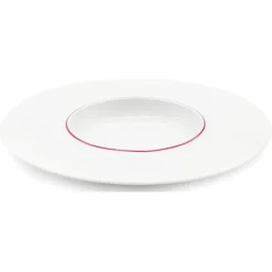 6 Assiettes creuses en Porcelaine Ligne blanches - D.30 cm