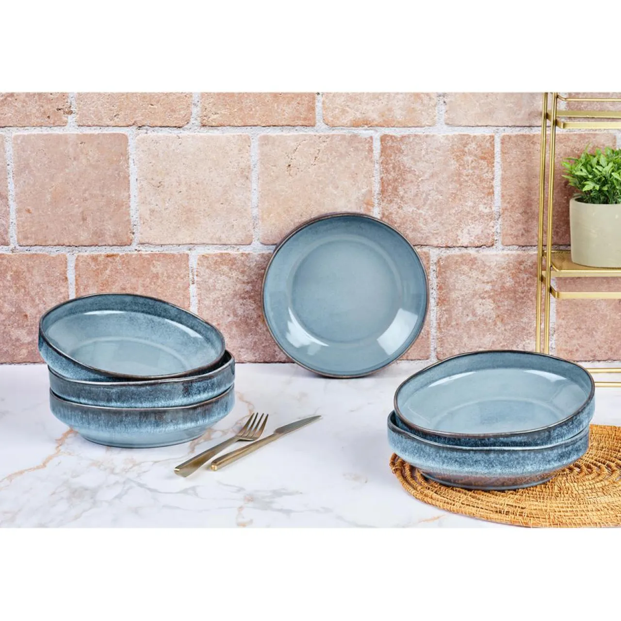 6 Assiettes Creuses Genesis bleues - 100 cl