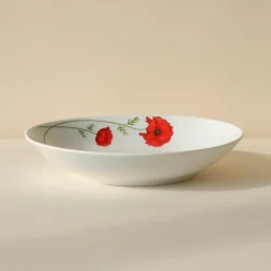 6 Assiettes Creuses20.5Cm Coquelicot EnPorcelaine