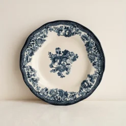 6 Assiettes CreusesEn Porcelaine BleuFaustine 22Cm