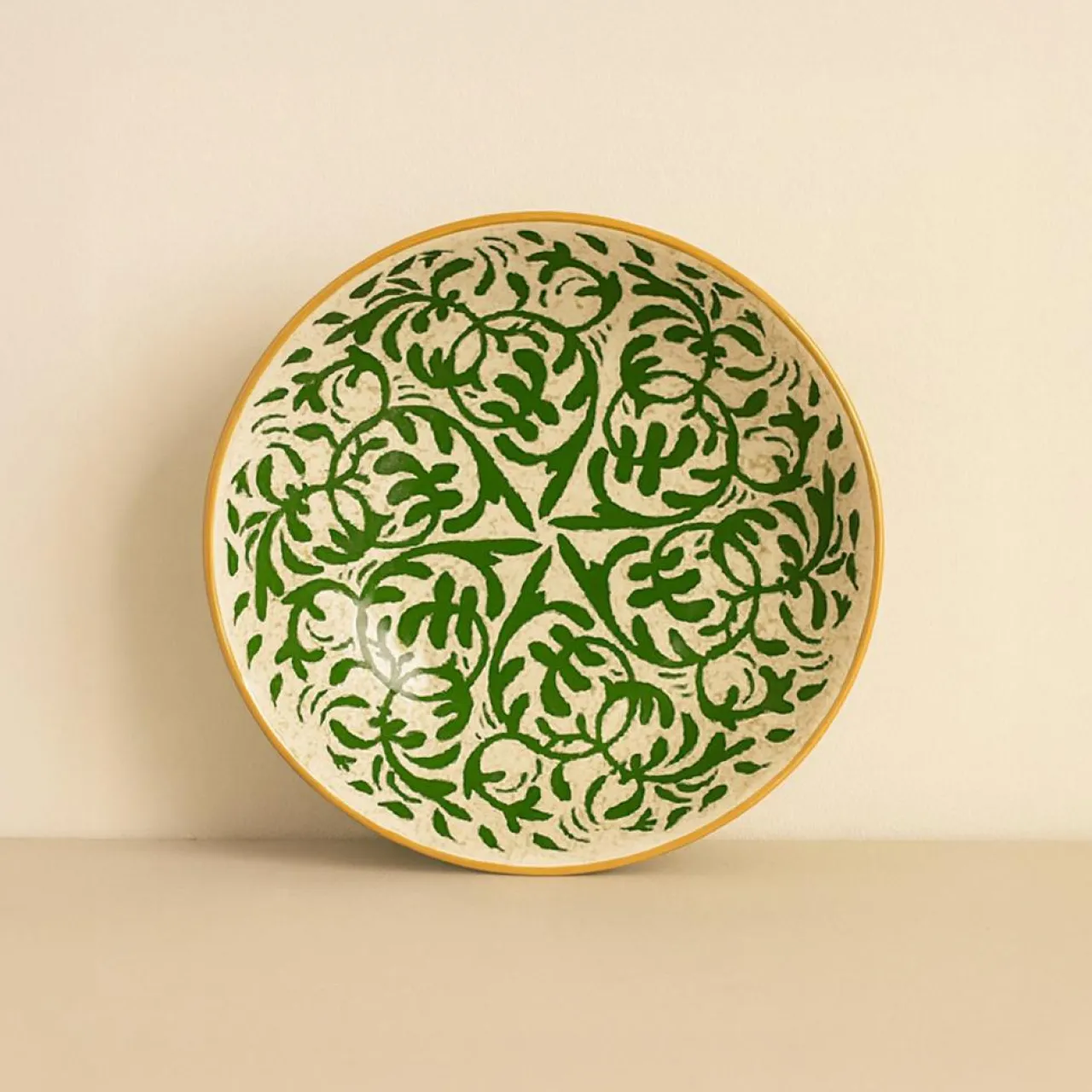 6 Assiettes CreusesHéraclée 20Cm En GrèsDécor Vert