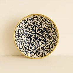 6 Assiettes CreusesHéraclée 20Cm En GrèsDécor Bleu