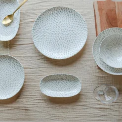 6 Assiettes CreusesJasmin 21Cm EnPorcelaine Blanc