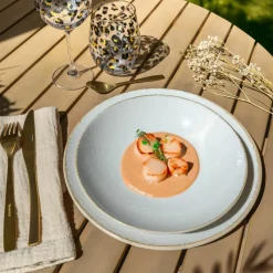 6 Assiettes CreusesNuance 21Cm EnPorcelaine Blanc