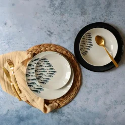 6 Assiettes CreusesPescare 20Cm EnPorcelaine Blanche