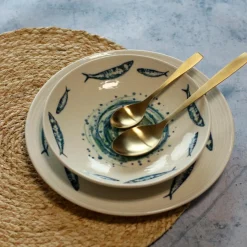 6 Assiettes CreusesSardine 21.5Cm EnFaience