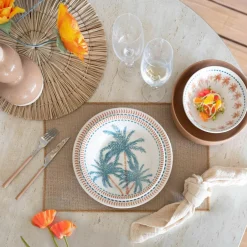 6 Assiettes CreusesTropique 21.5Cm En Grès