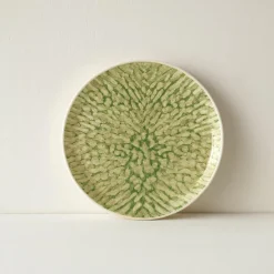 6 Assiettes ÀDessert Jade 20Cm EnGrès Beige Et Vert