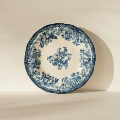 6 Assiettes DessertsEn Porcelaine BleuFaustine 20Cm