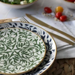 6 Assiettes DessertsHéraclée 19Cm En GrèsDécor Vert