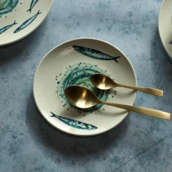 6 Assiettes DessertsSardine 20Cm En Faience