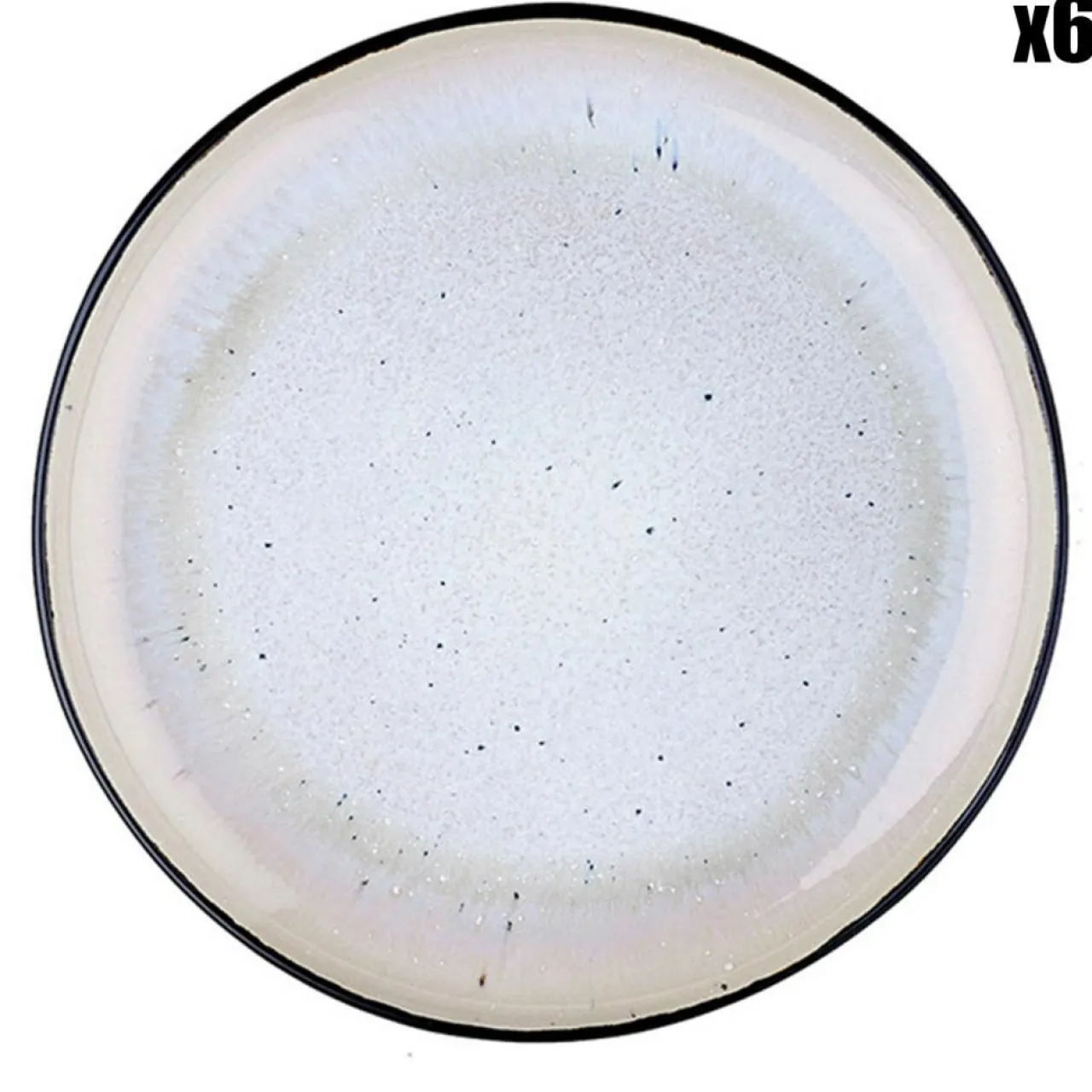 6 Assiettes en Grès dessert Iris blanc/ivoire - D.21.5 cm