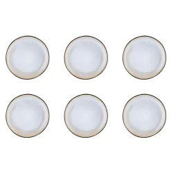 6 Assiettes en Grès dessert Iris blanc/ivoire - D.21.5 cm