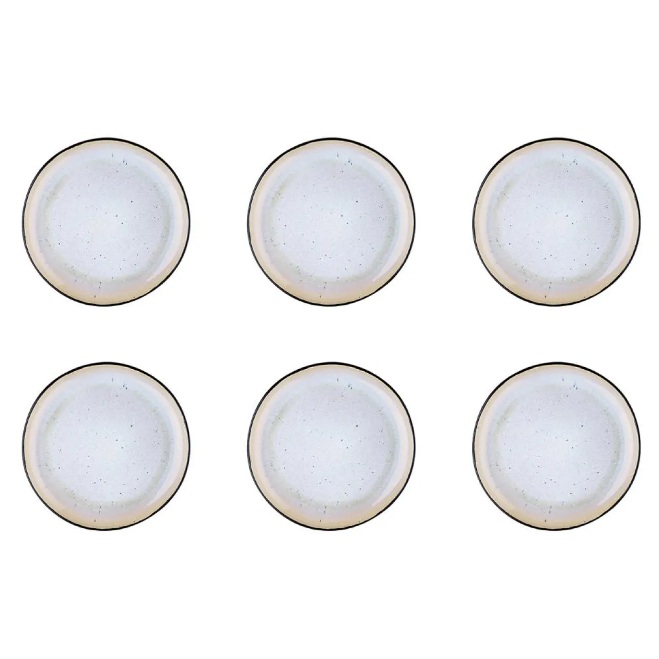6 Assiettes en Grès dessert Iris blanc/ivoire - D.21.5 cm