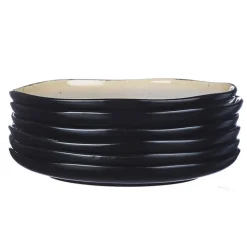 6 Assiettes en Grès dessert Iris blanc/ivoire - D.21.5 cm