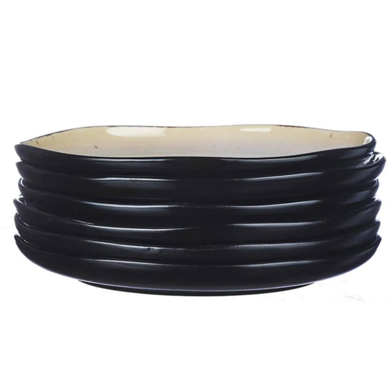 6 Assiettes en Grès dessert Iris blanc/ivoire - D.21.5 cm