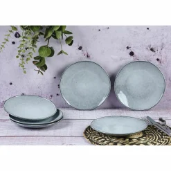 6 Assiettes en Grès dessert Cloud gris clair - D.21.5 cm