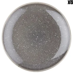 6 Assiettes en Grès dessert Stellar gris/anthracite - D.22 cm