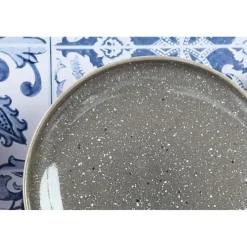 6 Assiettes en Grès dessert Stellar gris/anthracite - D.22 cm