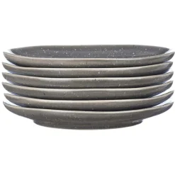 6 Assiettes en Grès dessert Stellar gris/anthracite - D.22 cm