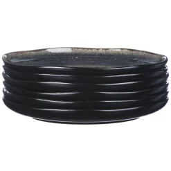 6 Assiettes en Grès dessert Iris bleu foncé - D.21.5 cm