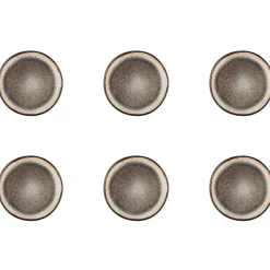 6 Assiettes en Grès Iris beige/marron - D,16 cm