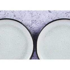 6 Assiettes en Grès Iris blanc/ivoire - D.16 cm