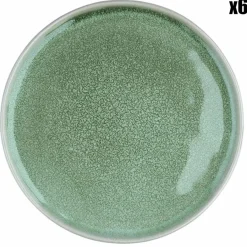 6 Assiettes en Grès Magma vertes - D.20 cm