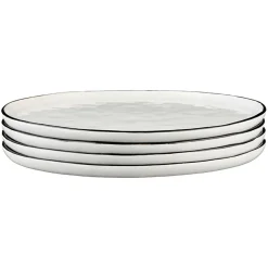 4 Assiettes en Grès Napoli blanc neige - D.27 cm