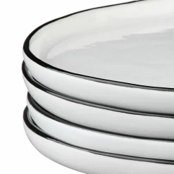 4 Assiettes en Grès Pure blanc neige - D.21 cm