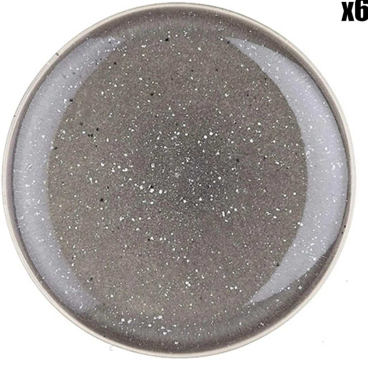6 Assiettes en Grès Stellar gris/anthracite - D.18 cm