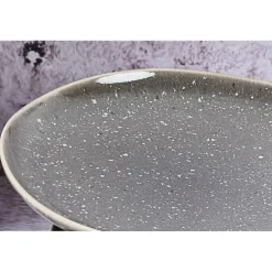 6 Assiettes en Grès Stellar gris/anthracite - D.18 cm