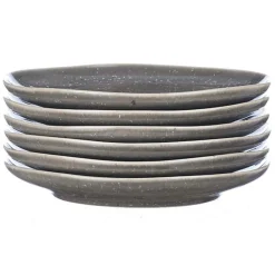 6 Assiettes en Grès Stellar gris/anthracite - D.18 cm